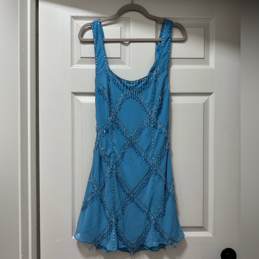 ASOS Blue Beaded Mini Dress